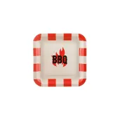 jednorazowe naczynia na grilla talerzyki papierowe bbq w krate czerwono kremowe 26 cm 6 szt