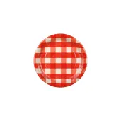 jednorazowe naczynia na grilla talerzyki papierowe bbq w krate czerwono kremowe 26 cm 6 szt