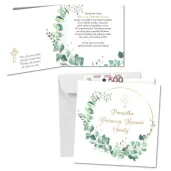 kartka okolicznosciowa eukaliptus beauty prezent pamiatka na komunie swieta 15x15 cm
