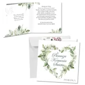 kartka okolicznosciowa eukaliptusowe serce prezent pamiatka na komunie swieta 15x15 cm