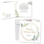 kartka okolicznosciowa mietowa geometria prezent pamiatka na komunie swieta 15x15 cm