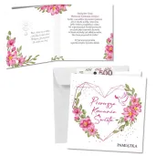 kartka okolicznosciowa rozowe serce prezent pamiatka na komunie swieta 15x15 cm