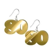 kolczyki 80 urodziny zloty lustrzany 38 x 25 mm