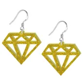 kolczyki diamenty zloty brokat 35x30 mm