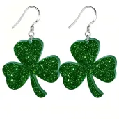 kolczyki sw patryk koniczynka pelna zielone brokatowe 33x35 mm