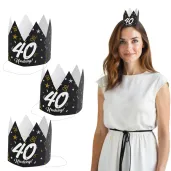 korony papierowe 40 urodziny glamour birthday 3 szt
