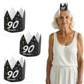 korony papierowe 90 urodziny glamour birthday 3 szt