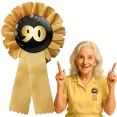 kotylion prezent na 90 urodzinowy zloto czarny w stylu glamour