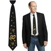 krawat na 80 urodziny dodatek do stroju glamour birthday czarny 43 cm