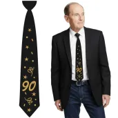 krawat na 90 urodziny dodatek do stroju glamour birthday czarny 43 cm