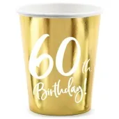 kubeczki 60 urodziny gold partydeco 220 ml 6 szt