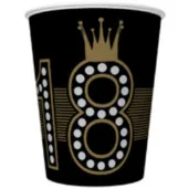 kubeczki papierowe 18 urodziny zlota korona czarne maki 250 ml 8 szt