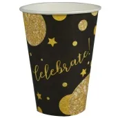 kubeczki papierowe glamour celebrate czarno zloty arpex 200 ml 8 szt