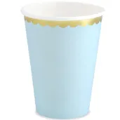 kubeczki papierowe golden border blekitne partydeco 220 ml 6 szt