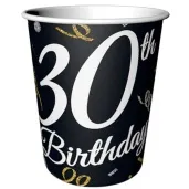 kubeczki papierowe happy birthday 30 urodziny b c czarny godan 200 ml 6 szt