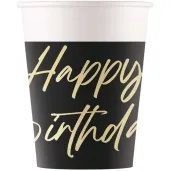 kubeczki papierowe happy birthday czarno bialy procos 200 ml 8 szt