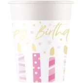 kubeczki papierowe happy birthday swieczki bialy procos 200 ml 8 szt