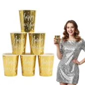 kubeczki papierowe happy new year zlote partydeco 220 ml 6 szt