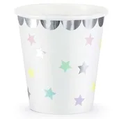 kubeczki papierowe jednorozec gwiazdki biale partydeco 180 ml 6 szt