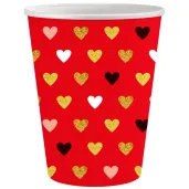 kubeczki papierowe kolorowe serduszka xoxo czerwony godan 250 ml 6 szt