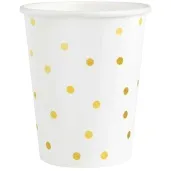 kubeczki papierowe kropki zlote biale partypal 220 ml 6 szt