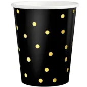 kubeczki papierowe kropki zlote czarne partypal 220 ml 6 szt