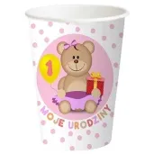 kubeczki papierowe moje 1 urodziny rozowe 6 szt