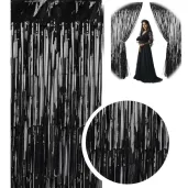 kurtyna na drzwi dekoracja na sylwestra urodziny czarny metaliczny 200 x 100 cm