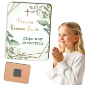 magnes komunia swieta mietowa geometria upominek dla gosci pamiatka 8 x 6 cm