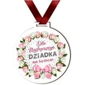 medal drukowany dla najlepszego dziadka bialy 72 mm