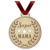 medal dzien matki super mama laur drewniany 72 mm