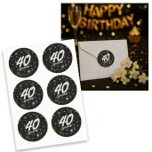naklejki na koperty 40 urodziny glamur birthday 17x12 cm 6 szt