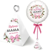 obciaznik do balonow piramidka najlepsza mama na swiecie bialy 65g