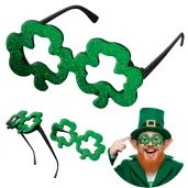 okulary zielone brokatoweswiety patryk koniczynki impreza przebranie