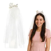 opaska party bride z welonem zlota partydeco