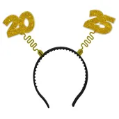 opaska party nowy rok brokatowa cyfra 2025 zloty