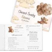 pamiatka chrztu swietego ksiega gosci pamiatkowy album bezowy mis personalizacja