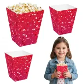 papierowe pudelka na popcorn walentynki serduszka naczynia jednorazowe czerwone 4 szt