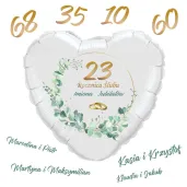 personalizowany balon z imionami na dowolna rocznice slubu nadruk na balonie na rocznice na prezent