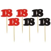 pikery 18 urodziny classic czerwono czarne 6 szt