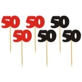 pikery 50 urodziny classic czerwono czarne 6 szt