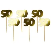 pikery 50 urodziny classic zlote metalik 6 szt