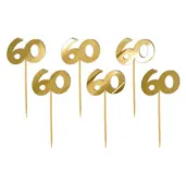 pikery akrylowe liczba 60 zloty lustrzany 6 szt