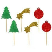 pikery brokatowe swieta z bombka mix 6 szt