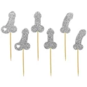 pikery imprezowe peniski srebrny brokat 6 szt