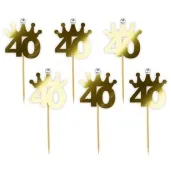 pikery liczba 40 korona z cyrkonia zlote metalik 6 szt