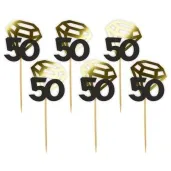 pikery liczba 50 z diamentem zlote metalik 6 szt