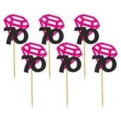 pikery liczba 70 z diamentem fuksja 6 szt