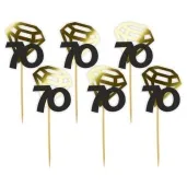 pikery liczba 70 z diamentem zlote metalik 6 szt