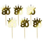 pikery liczba 80 korona z cyrkonia zlote metalik 6 szt